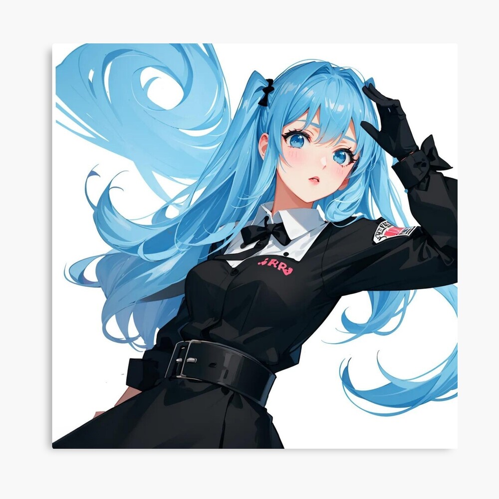 blue haired anime girl