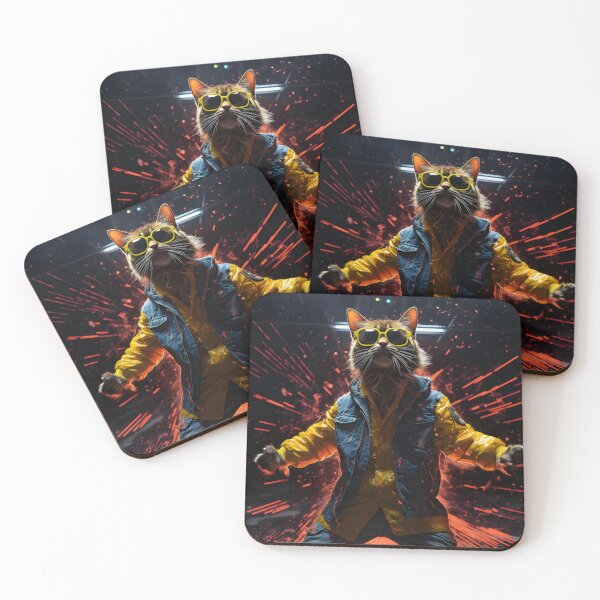 Item preview, Breakdance photography of a streetcat in the style of very vibrant stage backdrops designed and sold by AI-Only Creations.