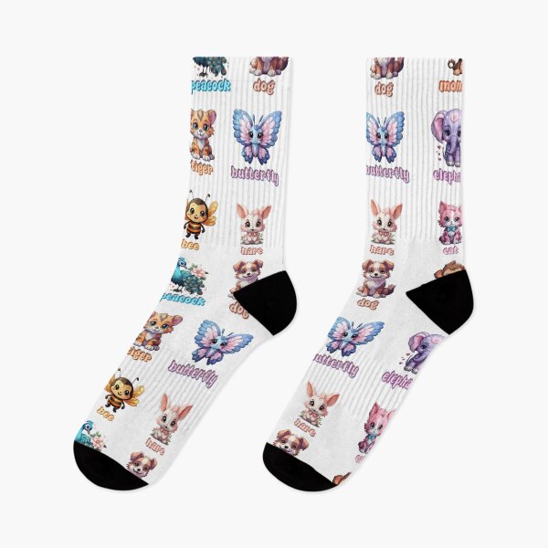 Item preview, kawaii animals, bee, cat, kitten, dog, elephant, hare, monkey, peacock, tiger, butterfly designed and sold by PRYMULLART.