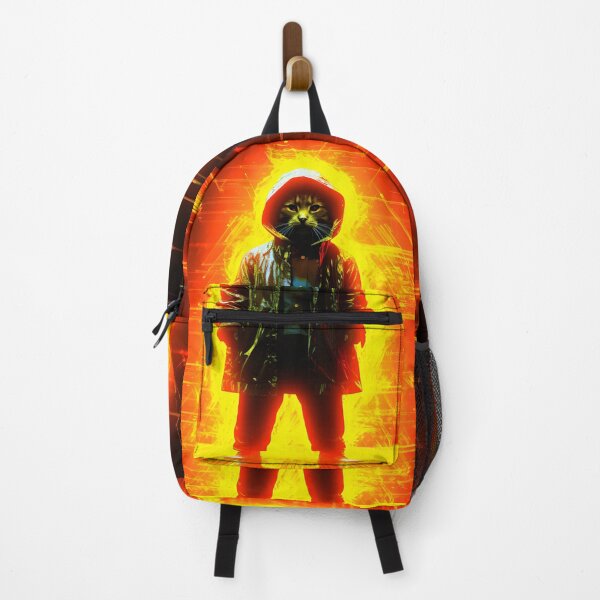 Item preview, A movie poster of a glowing streetcat in the superhero style surrounded by vivid energy explosions designed and sold by AI-Only Creations.