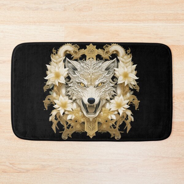 Item preview, White wolf floral  designed and sold by Roxburylane.