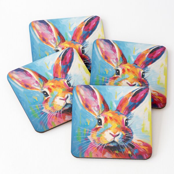 Item preview, Playful Rabbit's Colorful Portrait - Vibrant Animal Art designed and sold by Neuronexia.