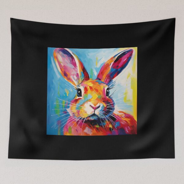Item preview, Playful Rabbit's Colorful Portrait - Vibrant Animal Art designed and sold by Neuronexia.