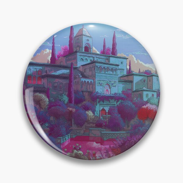 Item preview, The Alhambra, Granada, Spain, Azul-morado, AI Generated Art - A Famous Monument of Islamic Architecture designed and sold by studioSharonKay.
