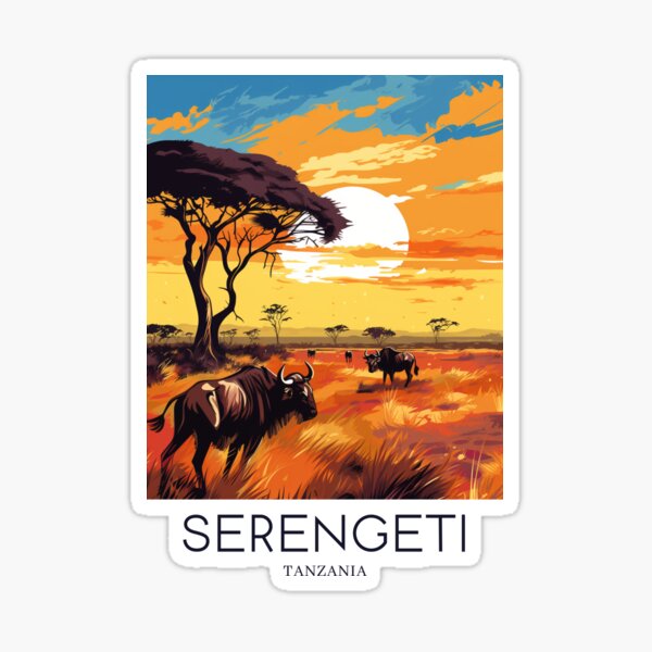 Item preview,  A Pop Art Travel Print of the Serengeti National Park - Tanzania designed and sold by StudioRedKoala.