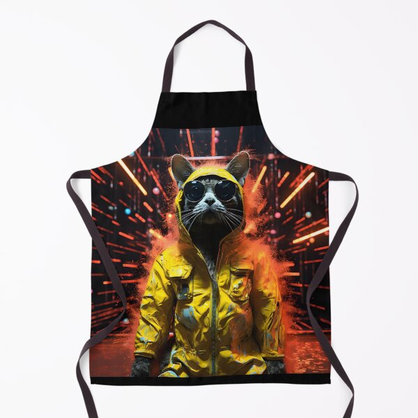 Item preview, Cyberpunk imagery of a streetcat in the style of vibrant stage backdrops designed and sold by AI-Only Creations.