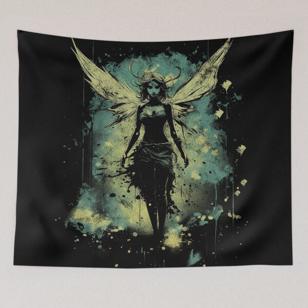 Item preview, A Vintage Distressed Street Art Fairy / Faerie Green designed and sold by GVRDesign.
