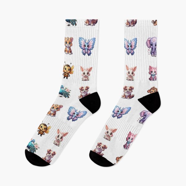 Item preview, kawaii animals, bee, cat, kitten, dog, elephant, hare, monkey, peacock, tiger, butterfly designed and sold by PRYMULLART.