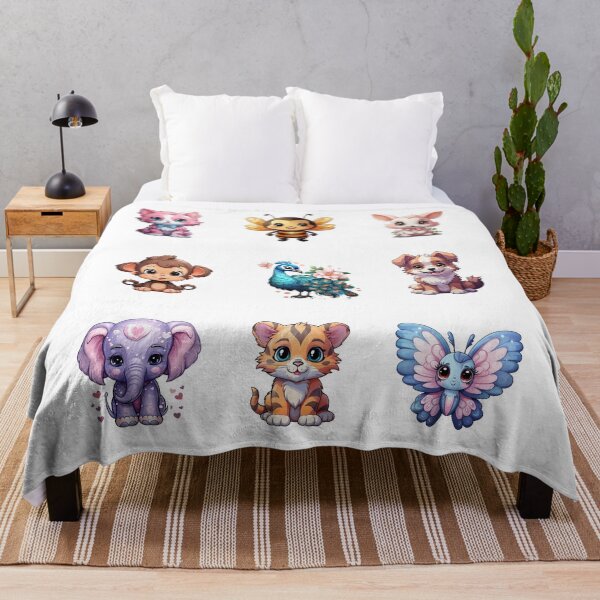 Item preview, kawaii animals, bee, cat, kitten, dog, elephant, hare, monkey, peacock, tiger, butterfly designed and sold by PRYMULLART.