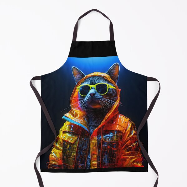 Item preview, Trendy streetcat in neon with sunglasses and a jacket in the style of spacepunk designed and sold by AI-Only Creations.
