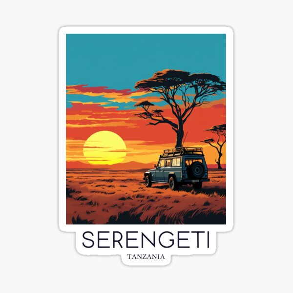 Item preview, A Pop Art Travel Print of the Serengeti National Park - Tanzania designed and sold by StudioRedKoala.