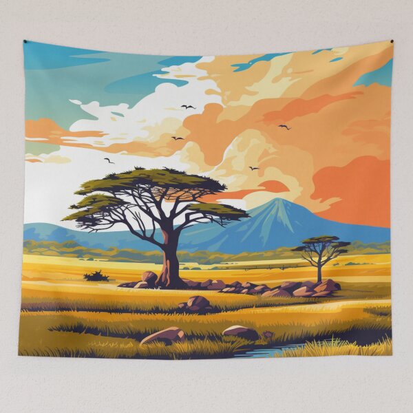 Item preview, A Pop Art Travel Print of the Serengeti National Park - Tanzania designed and sold by StudioRedKoala.