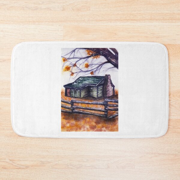 Item preview, Little cabin with Autumn leaves watercolour painting designed and sold by Funsize-Art.