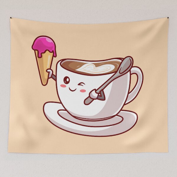 Item preview, Sweet Indulgence: Cute Coffee Cup Holds Ice Cream Cone & Spoon designed and sold by hjian8219.