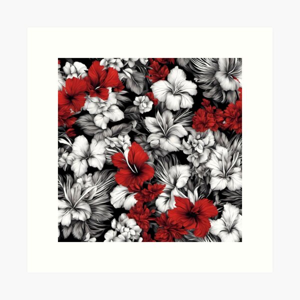 Item preview, Red, White, and Black Floral Pattern designed and sold by D-Dreamweaver.