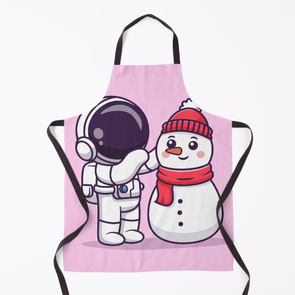 Item preview, Snowy Playtime: Cute Astronaut and Snowman Cartoon Vector Icon designed and sold by hjian8219.