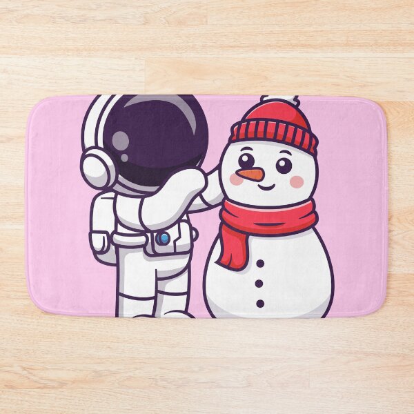 Item preview, Snowy Playtime: Cute Astronaut and Snowman Cartoon Vector Icon designed and sold by hjian8219.