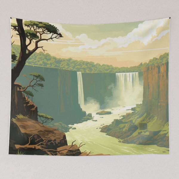 Item preview, A Vintage Travel Illustration of the Victoria Falls - Zimbabwe designed and sold by GoodOldVintage.
