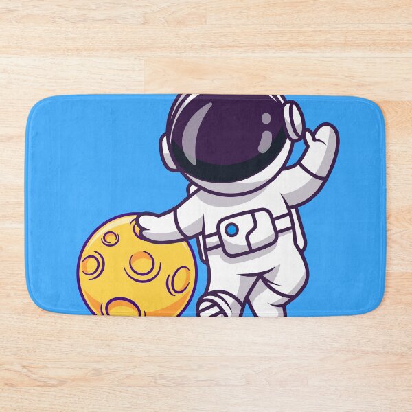 Item preview, "Lunar Playtime: Cute Astronaut with Moon Ball Cartoon Vector Icon" designed and sold by hjian8219.
