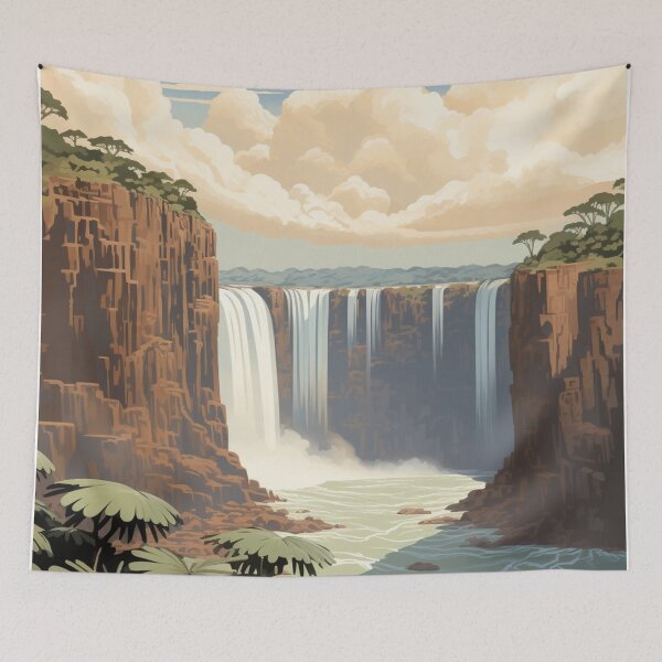 Item preview, A Vintage Travel Illustration of the Victoria Falls - Zambia designed and sold by GoodOldVintage.