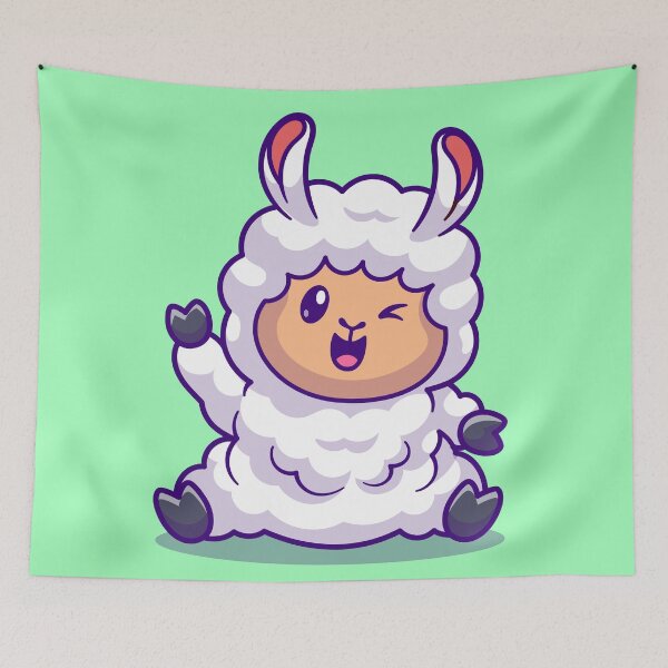 Item preview, Friendly Waving Sheep Cartoon Vector Icon designed and sold by hjian8219.