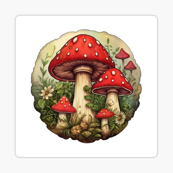 Vintage Toadstool Mushroom Sticker Sticker