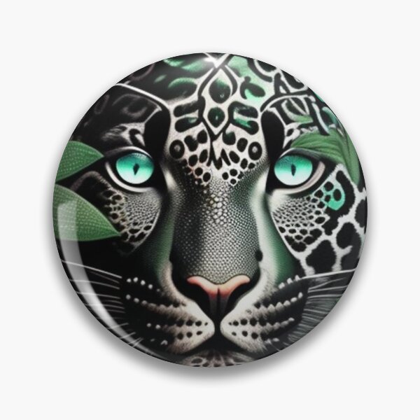 Item preview, Silver jaguar peeking through the jungle leaves  designed and sold by Roxburylane.