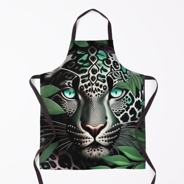 Item preview, Silver jaguar peeking through the jungle leaves designed and sold by Roxburylane.