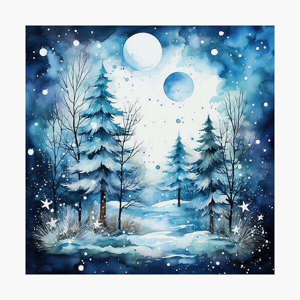Item preview, Watercolor Winter Scenery designed and sold by HolidayFantasy.