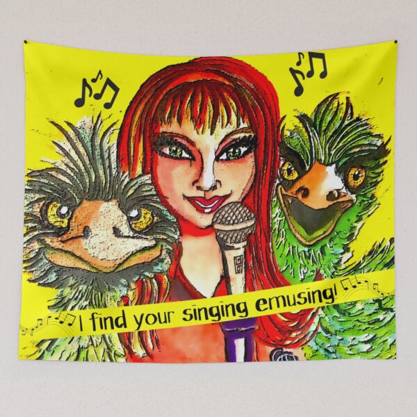 Item preview, I Find Your Singing Emusing Band with Girl and Emus designed and sold by gleefulme.