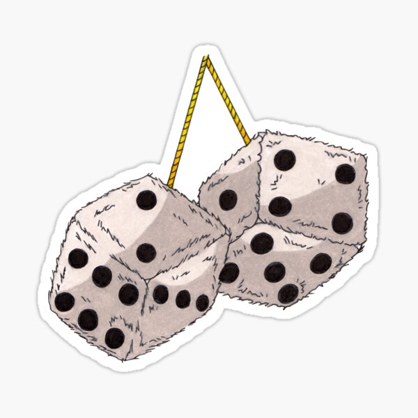 fuzzy-dice-sticker-for-sale-by-katemathews-redbubble