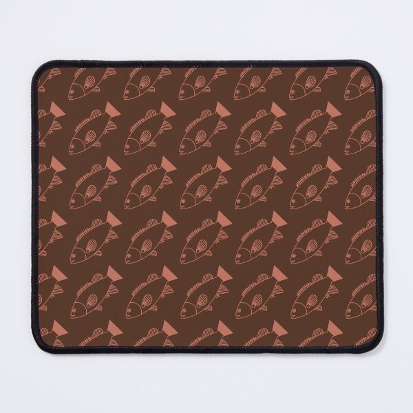 Item preview, Pretty Bass Groper Fish in Orange Clay on Chocolate Brown designed and sold by fruttidimare.