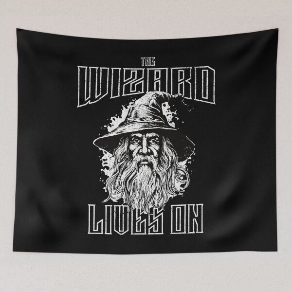 Item preview, The Wizard Lives On - Mystical Magic T-Shirt (Black and White Vintage Style) designed and sold by AmorcitoDesigns.