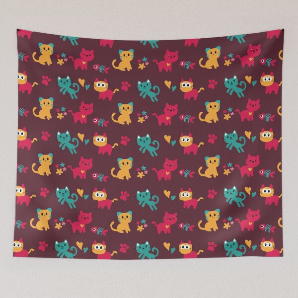 Item preview, cute cats and fish bone designed and sold by obinsuma.
