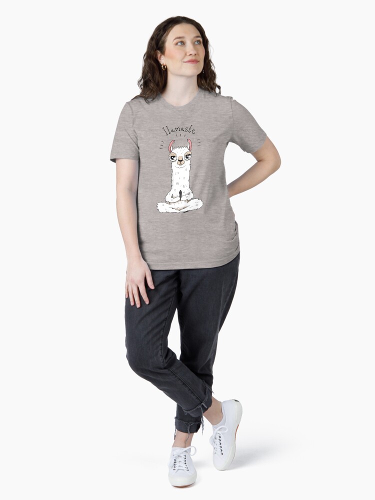 Thumbnail 4 of 7, Essential T-Shirt, Llama yoga pose with llamaste designed and sold by agrapedesign.