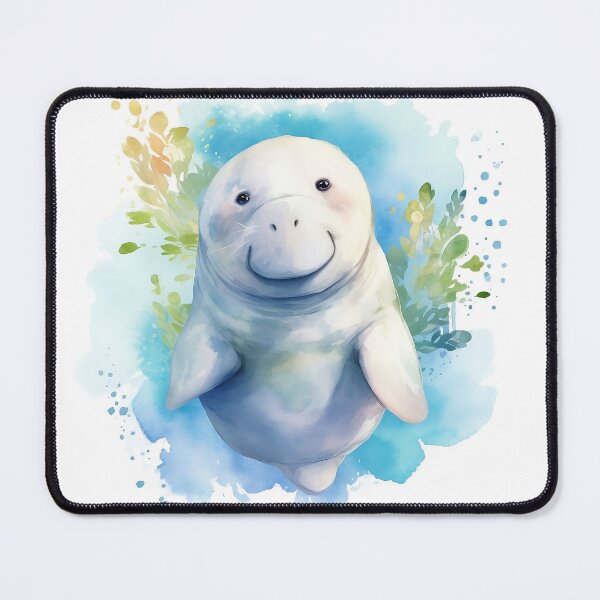 Item preview, Smiling Baby Manatee | Manatee Watercolor Print designed and sold by MermaidMdllns.