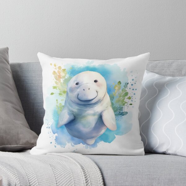 Item preview, Smiling Baby Manatee | Manatee Watercolor Print designed and sold by MermaidMdllns.
