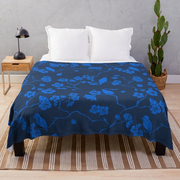 Item preview, Japanese blue Cherry Blossom with birds designed and sold by obinsuma.