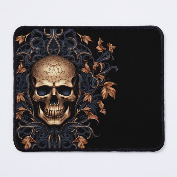 Item preview, Gold Floating Skull with Gold Leaves no background designed and sold by DigitlEmporium.