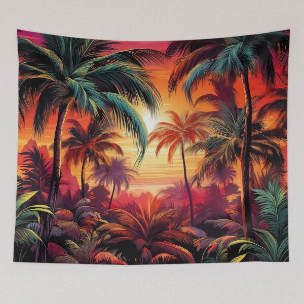 Item preview, colorful palm tree landscape print designed and sold by dcrc.