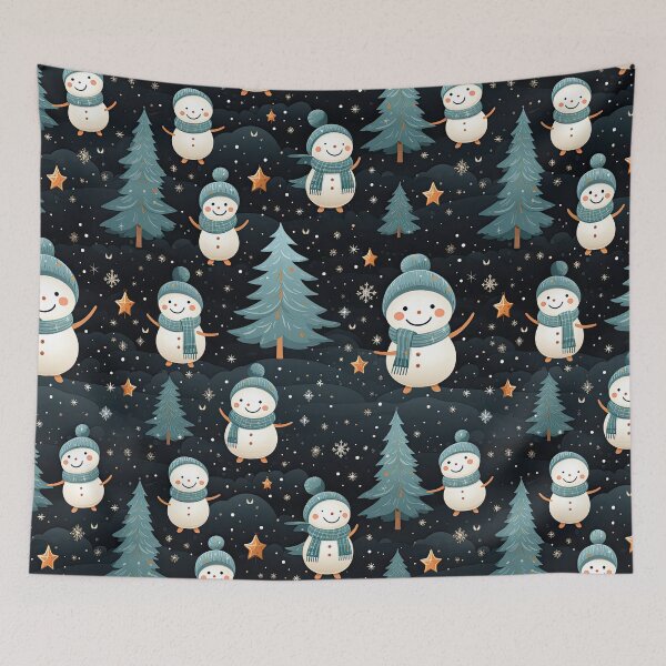 Item preview, Snowmen with Christmas Trees and Stars Single & Pattern designed and sold by Nange and Gabe.