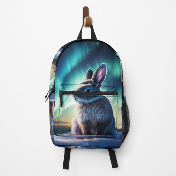 Item preview, Rabbit Northern Light Aurora Borealis Scenery Mountains Rivers Trees designed and sold by NLTees.