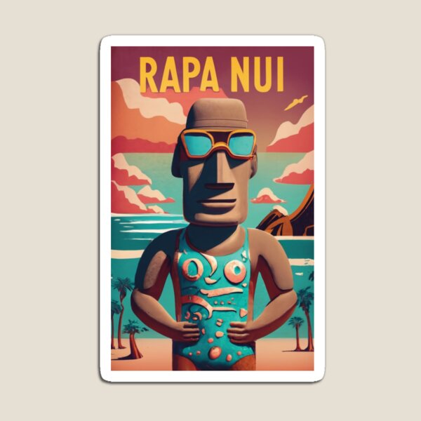 MOAI - Emoji - Easter Island - Rapa Nui - Sticker Magnet for Sale