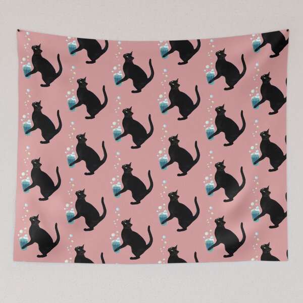 Item preview, Black Cat with Blue Drink designed and sold by catsclips.