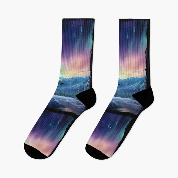 Item preview, Polar Bear Northern Light Aurora Borealis Scenery Mountains Rivers Trees designed and sold by NLTees.
