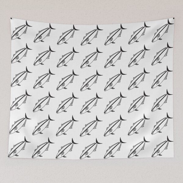Item preview, Kawaii Amberjack Fish in Black and White designed and sold by fruttidimare.