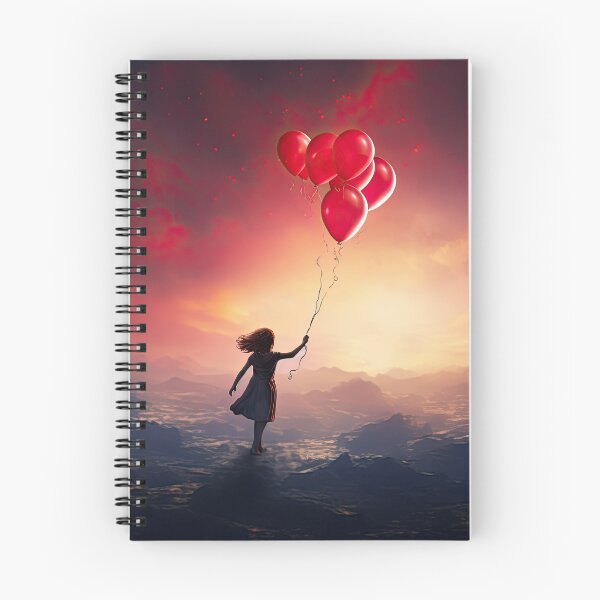 Item preview, a balloon escaping a child's grip and floating away unburdened symbolizing letting go, freedom in release designed and sold by Surreal-Inc.