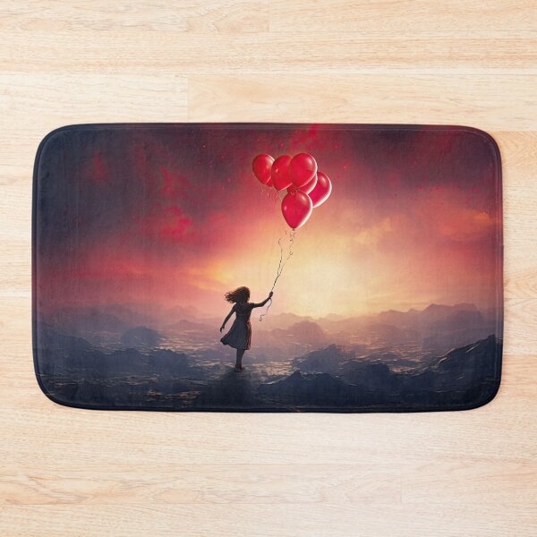 Item preview, a balloon escaping a child's grip and floating away unburdened symbolizing letting go, freedom in release designed and sold by Surreal-Inc.