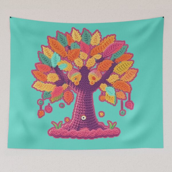 Item preview, Colorful kawaii crochet tree designed and sold by Roxburylane.