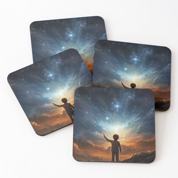 Item preview, a child's small hand reaching for the stars in the night sky, conveying innocence and wonder designed and sold by Surreal-Inc.